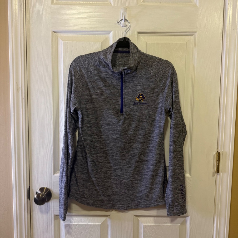 Colosseum East Carolina Pirates ECU Grey Space Dye Quarter Zip Pullover Womens M